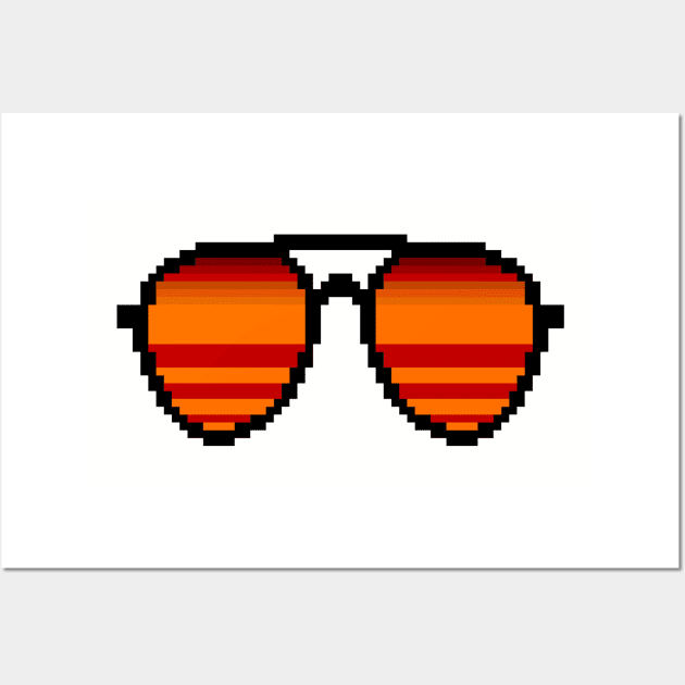 Outrun Sunset Sunglasses 8-Bit Pixel Art Wall Art by StebopDesigns